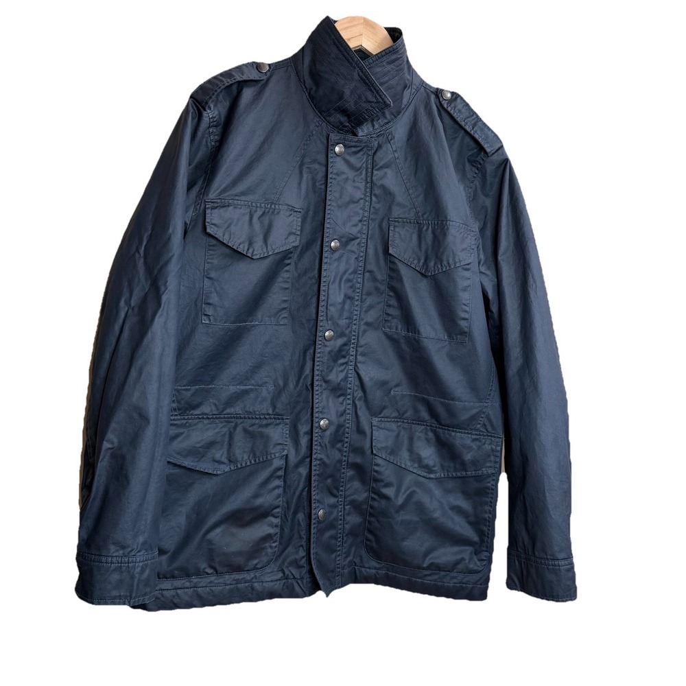 Banana Republic Navy Blue Quilted Waxed Coated Field Jacket Barn Chore Coat SZ-M